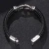 Bracelet en cuir tressé noir punk Boucle magnétique en acier inoxydable Bracelets Bangles Rock Party Bijoux Sp018690773813283905