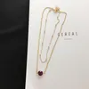 Necklace Jewelry Gold Gemstone Round Pendants Double layer Chocker Necklace Pink White Green Healing Crystals Necklace for Women Girls