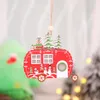 Hot Selling New Christmas Decorations Hollow Wooden Pendant Creative Car With Light Small Tree Pendant Wholesale 2021 New Year