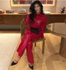 Evening dress Yousef aljasmi 2pieaces Red Fur Kylie jenner Kendal Jenner Women Fur suit set
