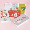 Set di biglietti d'auguri di Natale Stampa di cartoni animati Creativi Regali di festa adorabili Messaggi di benedizione Set di adesivi per buste VT1612