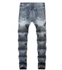 Jeans da uomo Arrivo Dritto Fori strappati Blu Moda lavato Denim invecchiato Grande taglia USA 28-42