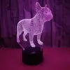 Touch Afstandsbediening Vision lamp Kleurrijke 3D Nachtverlichting Franse Bulldog 3d Kleine Tafellamp kerstcadeau1027155