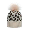 Fashion Women Knitting Pom Pom Beanie Leopard Skull Cap Winter Warm Pompom Hats Casual Colorful Wool Beanie Hat Christmas Gifts