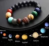 Galaxy Åtta planeter Beaded Strands Armband Män Natursten Universe Solsystem Yoga Chakra Armband för Kvinnor Smycken Eppacket Gratis