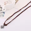 1 Pc Cross Mens Jewelry Vintage Genuine Leather Rope Necklace for Women Punk Antique Pendant Necklaces Fashion Prayer Gift Chain298C