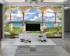 Papel tapiz con paisaje 3d, arcos de estilo europeo y hermosos paisajes, papel tapiz Mural 3d de seda decorativo con paisaje romántico