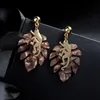 KISS ME Brown White Resin Leaf Alloy Monkey Drop Earrings 2020 Latest Women Statement Earrings Fashion Jewelry Accessories3190