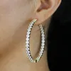 Новинка 2020, большие 55 мм круглые серьги-кольца Iced Out с цирконием для женщин, модные ювелирные изделия цвета: золото, серебро, обруч с белым камнем, женские серьги11878956
