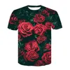 T Degli Uomini Della Camicia Fiore Maglietta Hip Hop Tee Rosso 3d Stampa T-shirt Fresco Abbigliamento Uomo 2020 Nuova Estate Casual Magliette E Camicette streetwea