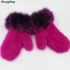 Women Real Gloves Lovely Ladies Genuine With Fur Warm Knitted Mink1