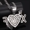 Collares colgantes Personalizado 2 letras Una flecha a través del collar del corazón Hip Hop Full Iced Out Cubic Zirconia Gold Sliver CZ Stone312O