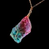 Rainbow Stone Pendant Necklace Fashion Crystal Chakra Rock Necklace Gold Color Chain Quartz Pendant For Women Gifts210x