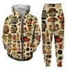 Release New Men/Womens Novelty mushroom collage Funny 3D Print Fashion Tracksuits Pants + Zipper Hoodie Casual Sportswear L09