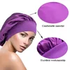 Vrouwen satijnen breed rand slapende hoed nacht slaap pet haarverzorging motorkap slaapkap mannen unisex cap motorkap douche zijden hoofd wrap1228l