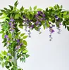 180cm Wisteria Artificial Flowers Plastic Silk Ivy Vine Garland Hydrangea String Wedding Arch DIY Craft Wall Hanging Decoration282e