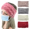 Face Mask Headband with Button Ear Protective Big Girls Gym Sports Yoga Hairband Hairlace Headress Winter Warm Knit Hair Accessories M2807