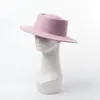 Geizige Krempe Hüte Caluriri Wolle Fedora Hut Winter Outdoor Dame Elegant Breit 100% Frauen Rosa Temperament312P