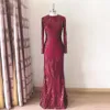 2021 Arabic Dubai Mermaid Formal Evening Dresses With Detachable Train Appliques Glitter Sequins Women Elegant Long Sleeves Prom Party Gowns