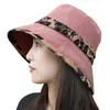 Feanie/crânio Caps Fisherman Hat da primavera e Protetor solar de verão Lazer ao ar livre Viagem ao ar livre Prinha de leopardo largo Sun Women1 eger22