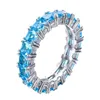 Size 6-10 New Arrival Simple Fashion Jewelry 925 Sterling Silver Radiant Cut Multi Color CZ Gemstones Eternity Women Wedding Band 274C