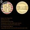 Normandie War Antique Craft 1oz Gold Plated America Challenge Coin med rund akrylbox för samling1409804