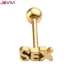 Jovivi 14Ga Langue Percing Labret Bar Anneau À Lèvres En Acier Inoxydable Sex Blasting Tiré Langue Anneaux Sexy Corps Piercing Bijoux