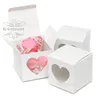 50pcs em forma Heart-2 "x2" x2" White Wedding caixas de doces Janela favores Bonbonniere Partido Gift Box Chocolate Candy Boxes Baby Shower