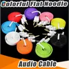 500 unids / lote 3.5 mm AUX Flat Noodle cables de audio macho a macho 1 m 3 pies Cable de audio de extensión estéreo para automóvil Cables para MP3 para teléfono colorido
