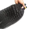 Brasiliansk kinky rak i tips Micro Länkar 100% Remy Human Virgin Hair 4B 4C I Tip Human Hair Extensions Natural Black 1g S