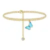 Butterfly charm anklet chain silver gold Diamond Beach Chains Anklets bracelet women fashion jewelry gift will and sandy