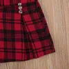 Children039S Clothing Spring Autumn New Litter Girls Plaid Coats Jacket Skirt Outfits fashion Kids Red Plaid Printed Skirt Suit7402826