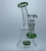 Бонги с зелеными стаканами Recycler Dab Rig Насадка для душа Perc Glass Water Bong Курение кальяна 14 мм Соединение с чашей Стеклянный бонг Дешевые стеклянные водные бонги