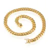 Bijoux en acier inoxydable 18 carats en or Gold High Polied Polied Cuban Link Collier Men Punk 15 mm Chaîne à double sécurité Classe de sécurité 18inc7845604