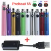 أعلى 100٪ جودة EVOD تسخين مسبق VV VV Vaporizer Battery 1100900650mAh متغير الجهد السيجارة الإلكترونية 510 Thread Vape Pen E-Cig eGo USB Charger fit CE4 MT3 Atomizer Cartridges