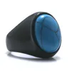 Big Blue Blue Stone Ring 316L en acier inoxydable ou Black Rock Party Gift 238p