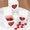 50pcs em forma Heart-2 "x2" x2" White Wedding caixas de doces Janela favores Bonbonniere Partido Gift Box Chocolate Candy Boxes Baby Shower