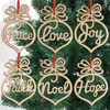 6pcs/Pack Christmas Letter Wood Heart Bubble Pattern Ornament Christmas Tree Decorations Home Festival Ornaments Hanging Gift FY7173