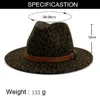 Europeu US Outono Inverno Leopard Print Jazz Fedora chapéus com chapéu Belt Buckle Decor Homens Mulheres Panama Trilby feltro de lã