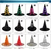 Amazon hot style Halloween party witch hat wizard crepe pumpkin hat party black pointed hat commercial trade decorations