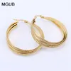 Hoop Huggie MGUB Stainless Steel Gold Color Earrings 2 Smooth And Frosted Women Fashion Jewelry Whole Real Map LH18911489143