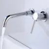 Wall Mounted Brass Basin Faucet Single Handle Mixer Tap Hot Cold Bathroom Water Wholesale Bath MaBlack White Brush Gold Set