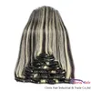 Tjockände 70g 100g 120g Set Panio Färg Blondin Ombre Extensions Clip Ins Rak Brasiliansk Remy Human Hair Highlight 1b / 613 Clips in on Weave