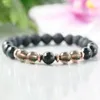 MG0956 Svart Tourmaline eterisk olja Diffuser Armband Ångestlindring Lava Stone Womens Mystic Yoga Wrist Mala Armband