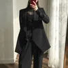 Autumn Women 2pcs Set Suit Office Ladies Turn-down Collar Black/Red Blazer And Wide Leg High Waist Pants Female Fashion 20211