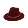 Vintage Retro Plain Dyed Wool Felt Black Women's Hats Flat Brim Fedora Hat Wholesale Classic Unisex Jazz Trilby 60 CM