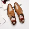 راهب حزام أحذية الرجال الكلاسيكية براون اللباس الايطالية العلامة التجارية الرجال الأحذية الرسمية جلد طبيعي كوافير مصمم الرجال مكتب 20201