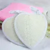 DHL 14x13cmハート形天然LoofahパッドバックパッドLoofahスポンジバスシャワーボディexfoliatorスクラバーパッドバスルームアクセサリーHHF897