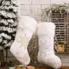Christmas Decorations Flannel Pearl Snowflake Christmas Socks Creative New Plush Christmas Socks Gift Socks Wholesale Europe And America