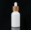 15ml 30ml 50ml Opal White Glass Bottle with Bamboo Dropper 1OZ Bamboo Essential Oil Glass Dropper Bottle SN3227